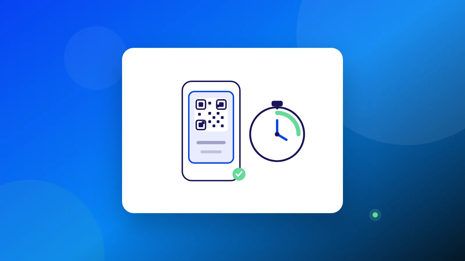 Ilustración de un celular con un cronómetro y un código QR listo para cobrar